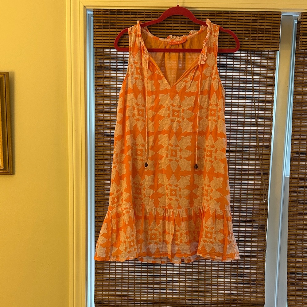 Oliphant Orange and White Ruffled sundress